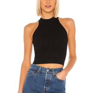 SUPERDOWN BLACK MOCKNECK KNIT TANK